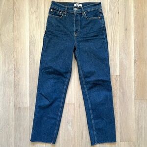 Re/Done 70s Stove Pipe Straight Leg High-Rise Jeans in Dark Indigo Denim Size 25